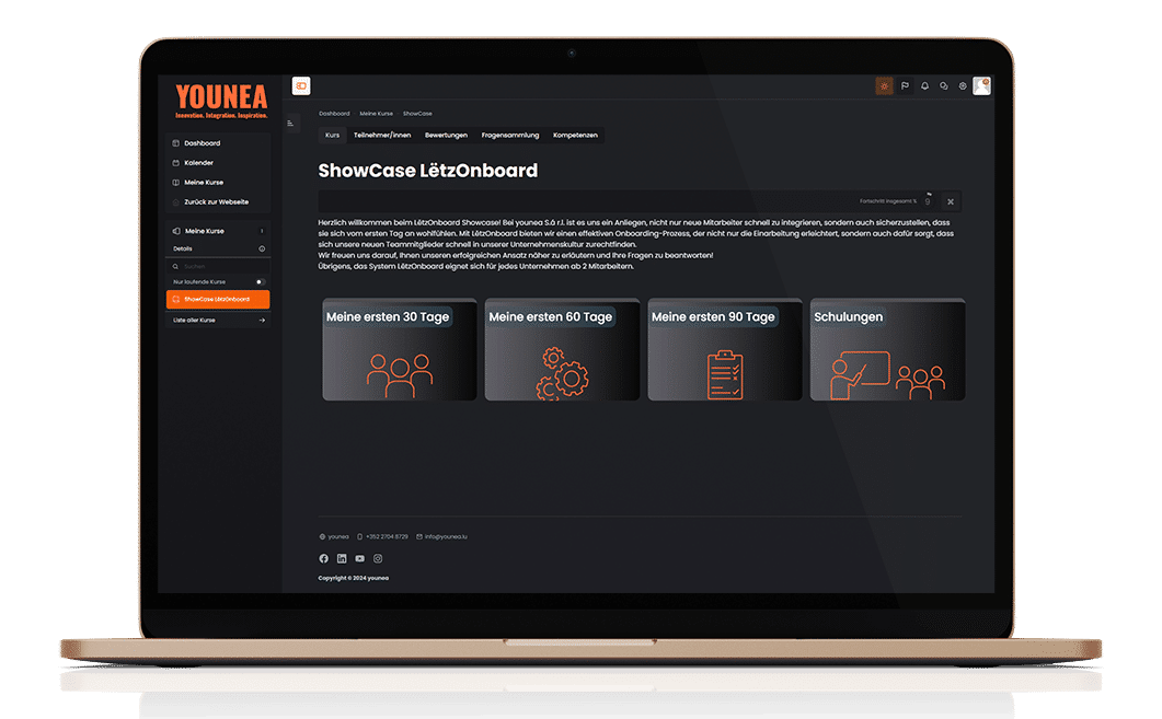 YOUNEA Laptop Lernportal Ansicht LëtzOnboard